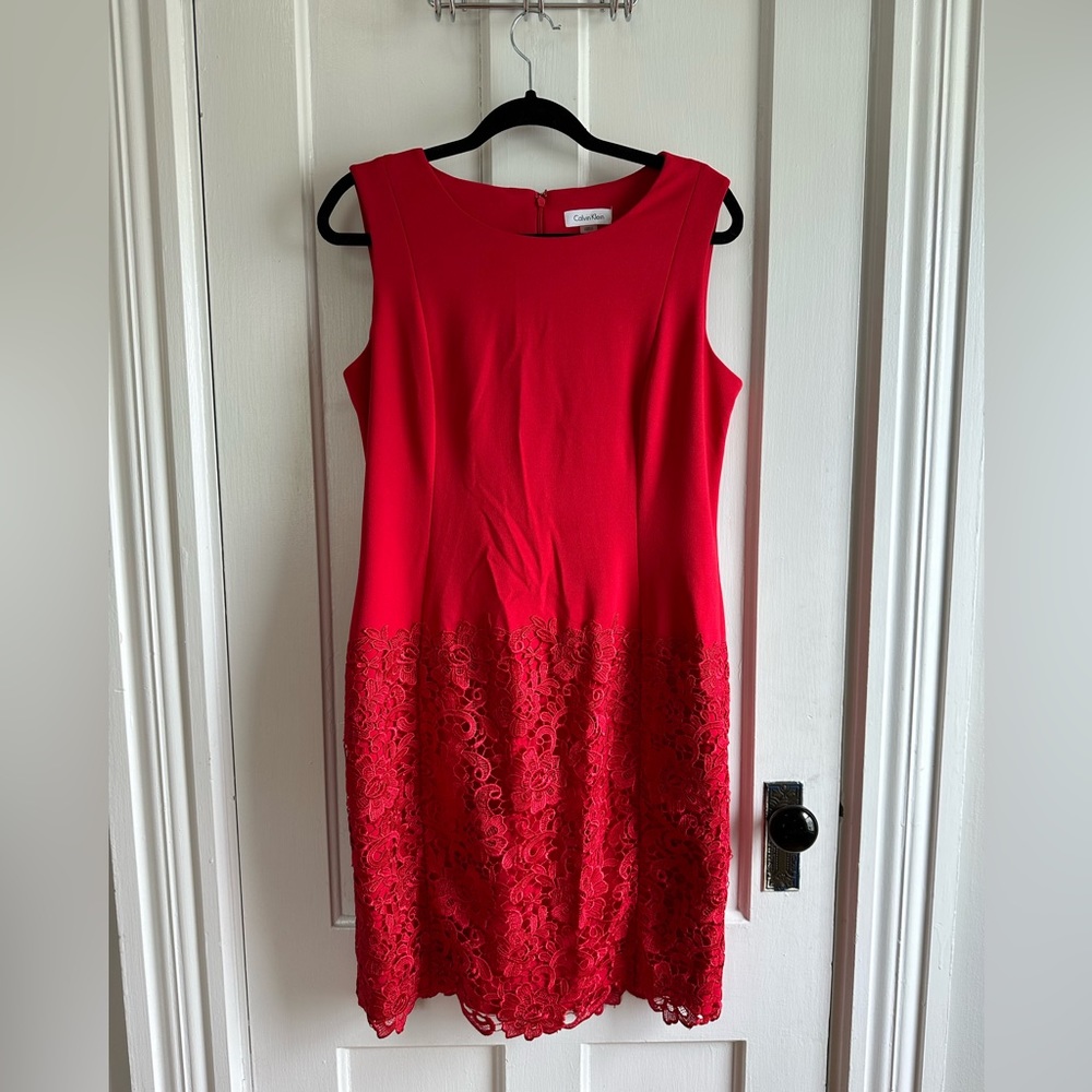 Calvin Klein red lace dress